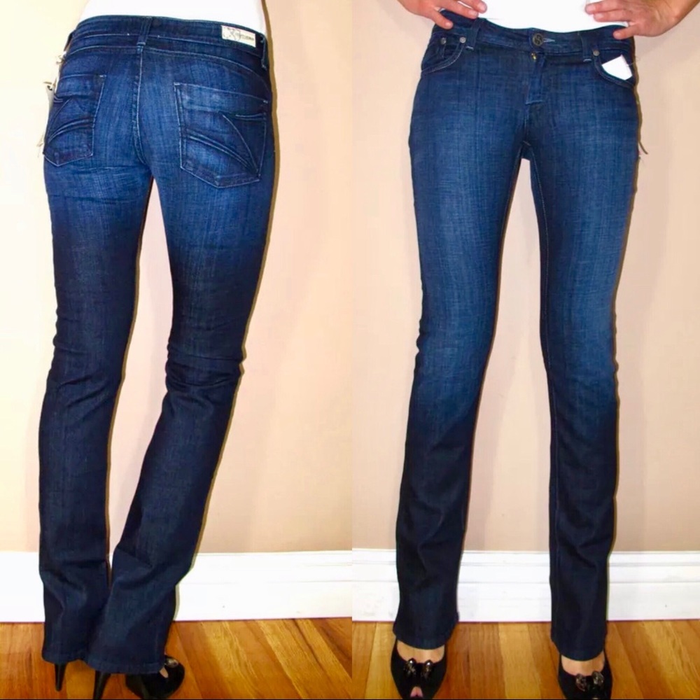 🆕 Dylan&George Alexandra Baby Bootcut Dark Jeans Y2K Low Rise Vintage